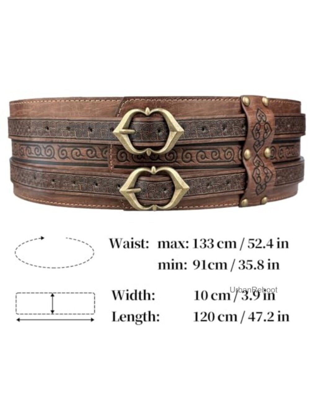 Viking Wide Belt Faux Leather Adjustable Medieval Knight LARP Costume Belt - Picture 5 of 6